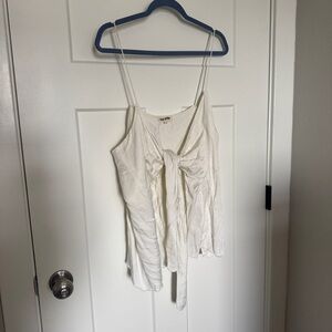 Djerf Avenue White Tie-Front Tank Top